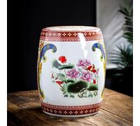 WYQXTY Tabouret de Jardin décoratif en céramique Ceramic Drum Stool with Floral Design 23x35cm Indoor Outdoor Seating Side Table(B)