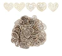 WYRGQIQN 100 C urs en Bois - Décorations Créatives en Forme de C ur pour Mariages, Bricolage et Décoration de Table pour Mariages, Noël, Anniversaire, Baptême, Saint-Valentin 53mm