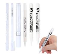 WYRGQIQN Stylos Marqueur Acrylique Classiques 6PCS, Ensemble de Feutre Blanc Indélébile, Marqueur Blanc et Feutre Textile Permanent, Parfaits pour Le Dessin et Le Marquage