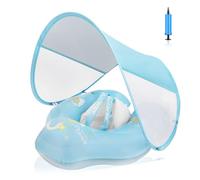 WYRIAZA Bouee Bebe avec Pare Soleil, Adaptée aux Bébés de 3 à 36 Mois (1 à 3 Ans), Bouée bébé Enfant Dotée d'une Protection Anti-UV UPF 50+, Flotteur Bebe, Bouee Piscine Bebe (Bleu, S(3-12 Mois))