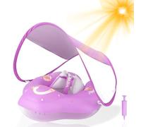 WYRIAZA Bouée Bébé Bouee Bebe avec Pare Soleil UPF 50+ Améliorez Bouée Bébé 5-16Kgs avec Une Balle d'Équilibre pour Éviter Le Renversement Bouee Bebe Piscine Gonflable (S (3-12 Mois))
