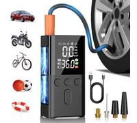 WYRIAZA Compresseur à Air Portatif 150PSI Gonfleur Pneus Voiture 4 Modes Compresseur Voiture sans Fil Mini Compresseur à Air Gonfleur Velo Electrique Portable Noir (PSI, Bar, KPA, KG/CM²)