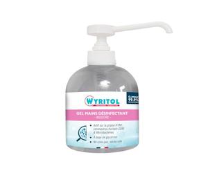 WYRITOL - Gel Hydroalcoolique Inodore - Désinfectant Mains Sans Rinçage - Formule Spéciale Peaux Sensibles Enrichie à la Glycérine - Fabrication Française - Flacon Pompe 300 ml