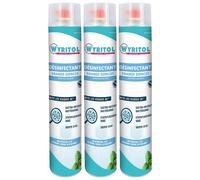 Wyritol Lot de 3 Aérosols Désinfectant grands espaces - Purifie l'air - Parfum menthe - 750ML