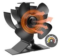 WYRJXYB 2023 Petit Ventilateur de Poêle à Bois Amélioré à 4 Pales Alimenté par la chaleur avec Thermomètre - Mini Ventilateur de Cheminées Silencieux pour Poêle à Bois/Gaz/Bûche/Poêle à Granulés