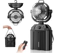 WYRJXYB Ventilateur brumisateur portable de 6 L pour terrasses extérieures, ventilateur de camping à piles rechargeables 20 000 mAh, 4 prises de pulvérisation et lanterne LED, ventilateur de