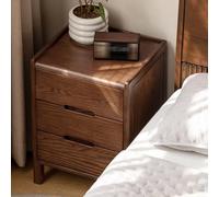 WYRNOBRX Table De Nuit Bois Table De Chevet Chambre Casier Commode De Nuit 3 Tiroirs Poignée À Fente Design Moderne Table D'Appoint 45 X 35 X 55 Cm Chêne Couloir Salon,Marron,L16*W14*H22