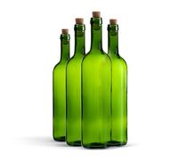 WYSKONT Bouteille 750ml Bordeaux 8 pièces avec bouchon - Bouteilles de vin vide pour brasserie à la maison - Boîte de rangement pour boissons - Décoration de service - En verre vert