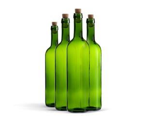 WYSKONT Bouteille 750ml Bordeaux 8 pièces avec bouchon - Bouteilles de vin vide pour brasserie à la maison - Boîte de rangement pour boissons - Décoration de service - En verre vert