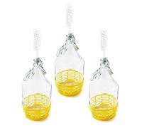 WYSKONT Bouteille bonbonne à col étroit avec couvercle pivotant, panier de protection, sas et bouchon pour la fabrication du vin, la fermentation, le stockage des boissons, verre transparent, 3 x 5 L