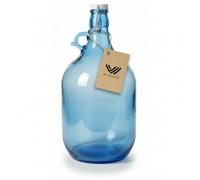 WYSKONT Bouteille en verre bleu océan de 5 l, avec bouchon à étrier et anse - Ballon en verre robuste à paroi épaisse pour ranger l'eau, les jus, le kombucha, le vin et les liqueurs - Ouverture : 2,9