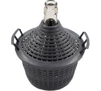 WYSKONT Dame Jeanne en Verre 15 L - Bonbonne de Fermentation avec Panier Plastique Protecteur - Ballon à Vin, Bière et Kombucha - Col Étroit Hermétique - Verre Sodocalcique Inerte