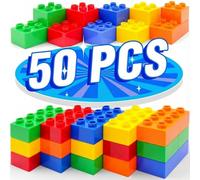 WYSWYG Ensemble de Gros Blocs - 50 pièces de Blocs, 5 Couleurs, compatibles - Le Choix idéal pour Les Enfants de 3 à 6 Ans et Plus