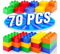 WYSWYG Ensemble de Gros Blocs - 70 pièces de Blocs, 5 Couleurs, compatibles - Convient aux Enfants de 3 à 6 Ans et Plus