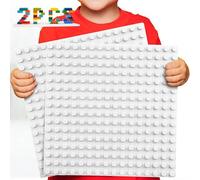 WYSWYG Lot de 2 grandes plaques de base classiques, 25,4 x 25,4 cm, compatibles avec Duplo et la plupart des grandes marques, blanc