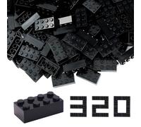 WYSWYG Lot de 320 briques de construction classiques à goujon 5,1 x 10,2 cm, noir, compatible avec toutes les grandes marques
