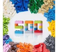WYSWYG Lot de 500 briques de construction, compatibles avec les blocs de construction pour enfants jusqu'à 6 ans, 8 couleurs classiques, 16 formes en vrac.