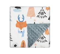 WYTbaby Couverture polaire douce pour bébé nouveau-né - Couverture épaisse et chaude avec dos à pois - 75 x 100 cm - Impressions amusantes - Pour tout-petits, bébés garçons et filles (renard orange)