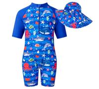 WYTbaby Maillot de Bain pour Enfant garçon - Protection UV - Maillot de Bain Tout-en-Un - Protection Solaire - Combinaison en néoprène UPF 50+ - avec Une Fermeture éclair - Protection Contre Les