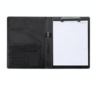 WYTNB Porte-bloc A4 en cuir synthétique noir - Conférencier multifonction - Porte-documents A4 - 24,5 x 33,5 cm