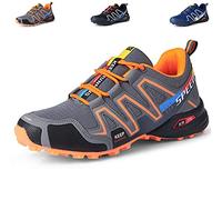 WYUKN Chaussure de Cyclisme Homme, Chaussure Cyclisme Vélo de Route Léger et Respirant Chaussures,VTT Chaussures de Cyclisme Femmes Sports de Plein air autobloquant,Orange-42EU