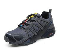 WYUKN Chaussures de Cyclisme VTT, Chaussures de Moto pour Hommes, Tissu Oxford,Chaussures de Cyclisme l'hiver Etanche Vélo Chaussure étanches Coupe Vent,Grey-44EU