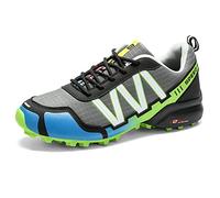 WYUKN Chaussures de Cyclisme VTT, Chaussures de Moto pour Hommes, Tissu Oxford,Chaussures de Cyclisme l'hiver Etanche Vélo Chaussure étanches Coupe Vent,Green2-44EU