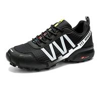 WYUKN Chaussures de Cyclisme VTT, Chaussures de Moto pour Hommes, Tissu Oxford,Chaussures de Cyclisme l'hiver Etanche Vélo Chaussure étanches Coupe Vent,White-41EU