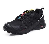 WYUKN Chaussures de Cyclisme VTT, Chaussures de Moto pour Hommes, Tissu Oxford,Chaussures de Cyclisme l'hiver Etanche Vélo Chaussure étanches Coupe Vent,Black-42EU