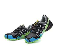 WYUKN VTT Chaussures de Cyclisme Hommes Sports de Plein air autobloquant vélo de Route Baskets Course Femmes vélo Chaussure Plat Crampon Montagne,Green-45EU