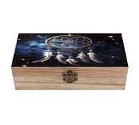 WYUSPGK Boîte de rangement en bois, blanc, motif attrape-rêves, boîte à bijoux, boîte à souvenirs en bois, organisateur de bureau, boîte de rangement décorative