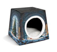 WYUSPGK Capsule Nid pour animal domestique élégant et confortable avec motif capsule pour petits animaux de compagnie, imprimé ruines d'hiver, nid élégant pour animal domestique confortable