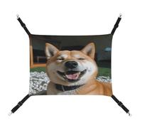 WYUSPGK Cozy Hamac pour animal de compagnie, Shiba Inu Smile Languue Out Print Hamac respirant pour animal domestique Lit en toile pour chats et petits chiens, réglable, portable et facile à nettoyer