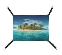 WYUSPGK Cozy Hamac pour animal domestique, imprimé île tropicale, hamac respirant pour animal domestique, lit en toile pour chats et petits chiens, réglable, portable et facile à nettoyer