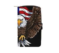 WYUSPGK Portefeuille en cuir pour homme, motif aigle patriotique américain, pour un usage quotidien, drapeau américain, aigle patriotique, 19,7 x 11 x 3,5 cm, Drapeau des États-Unis Aigle patriotique,