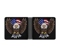 WYUSPGK Portefeuille en cuir pour homme, motif aigle patriotique des États-Unis, convient pour un usage quotidien en voyage, drapeau américain, aigle patriotique, taille unique, Drapeau des États-Unis