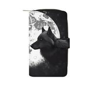 WYUSPGK Portefeuille en cuir pour homme, motif loups amoureux sous la lune, pour un usage quotidien, 19,7 x 11 x 3,5 cm, XB0608021, loups aiment sous la lune, animaux sauvages, Les loups aiment sous