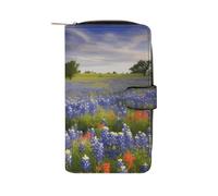 WYUSPGK Portefeuille en cuir pour homme, motif paysage bleu du Texas, pour un usage quotidien, 19,7 x 11 x 3,5 cm, XB0608021, paysage des bleuets du Texas, 19,7 x 11 x 3,5 cm, Texas Bluebonnets