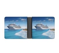 WYUSPGK Portefeuille en cuir pour homme, portefeuille en cuir imprimé bateau de croisière en bord de mer, adapté pour un usage quotidien, bateau de croisière en bord de mer, taille unique, Bateau de