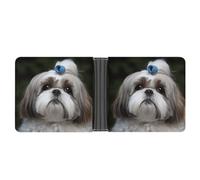 WYUSPGK Portefeuille en cuir pour homme, portefeuille en cuir imprimé chien Shih Tzu, adapté pour un usage quotidien de voyage, XB0608021, chien Shih Tzu, taille unique, minimaliste, Chien Shih Tzu,