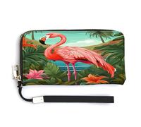 WYUSPGK Portefeuille en cuir synthétique, imprimé flamant rose tropical pour femme, grande capacité, portefeuille long pour femme, portefeuille, portefeuille, style, 20 x 10,5 cm, moderne, Style :,
