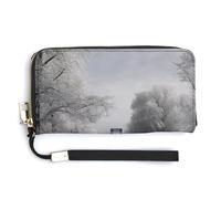 WYUSPGK Portefeuille en cuir synthétique, imprimé trains enneigés, porte-cartes pour femme, grande capacité, portefeuille long pour femme, style portefeuille, 20 x 10,5 cm, moderne, Style :,