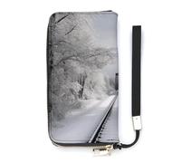 WYUSPGK Portefeuille en cuir synthétique, imprimé trains enneigés, porte-cartes pour femme, grande capacité, portefeuille long pour femme, style portefeuille, 20 x 10,5 cm, moderne, Style :,