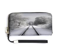 WYUSPGK Portefeuille en cuir synthétique, imprimé trains enneigés, porte-cartes pour femme, grande capacité, portefeuille long pour femme, style portefeuille, 20 x 10,5 cm, moderne, Style :,