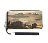 WYUSPGK Portefeuille en cuir synthétique, vue du paysage typique de la Toscane, porte-cartes, portefeuille de grande capacité, portefeuille long pour femme, portefeuille, style, 20 x 10,5 cm, moderne,