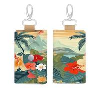 WYUSPGK Sac à clés en cuir, imprimé hawaïen, chic, porte-clés quotidien, sac à clés multifonction, sac à clés pratique, style, taille unique, Style :, Taille unique, Art Déco