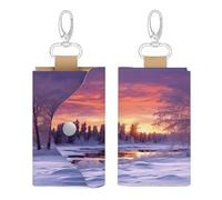 WYUSPGK Sac à clés en cuir, imprimé paysage d'hiver, porte-clés chic, porte-clé quotidien, sac à clés multifonctionnel, sac à clés pratique, style, taille unique, Style :, Taille unique, Art Déco