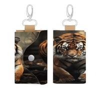 WYUSPGK Sac à clés en cuir, imprimé tigre sauvage, chic, porte-clés quotidien, sac à clés multifonction, sac à clés pratique, style, taille unique, Style :, Taille unique, Art Déco