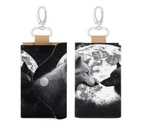 WYUSPGK Sac à clés en cuir, motif loups amoureux sous la lune, imprimé animal sauvage, chic, porte-clés quotidien, porte-clés, sac à clés pratique, style, taille unique, Style :, Taille unique, Art