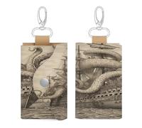 WYUSPGK Sac à clés en cuir, motif pirate de voile, pieuvre 2, porte-clés chic, porte-clé quotidien, sac à clés multifonction, sac à clés, style, taille unique, Style :, Taille unique, Art Déco